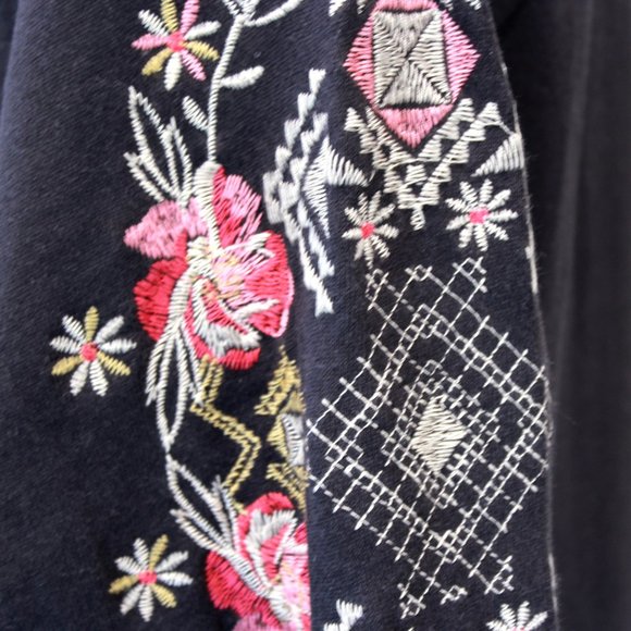 Knox Rose Coal Gray Boho Floral Embroidered Pullover Sweatshirt XL - Picture 8 of 10